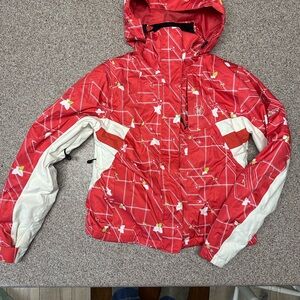 Spyder Women’s Ski Jacket Size 4 Pink Web Print Snowboard Coat